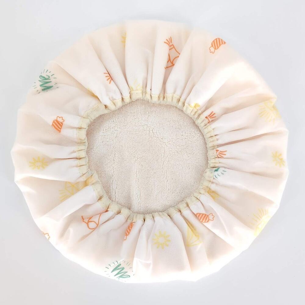 Double Layer Microfiber Terry Cloth Lined Quick-Drying Cream Unisex Shower Cap